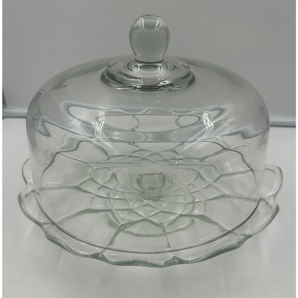 Vintage Glass 12” Pedestal Cake Dessert Stand with Heavy Dome Cover